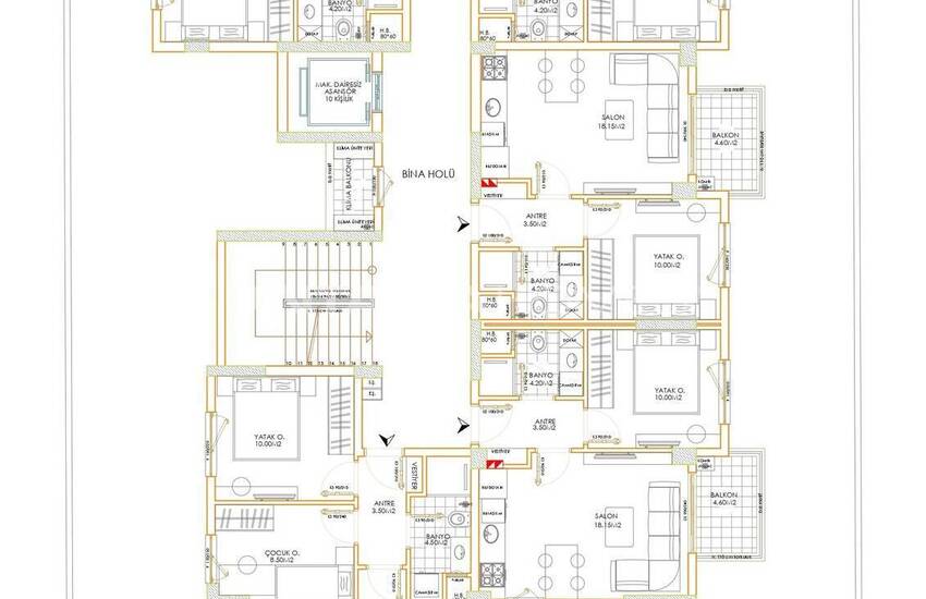 Middle and Ground Floor Apartments with Pool in Antalya Kepez 24