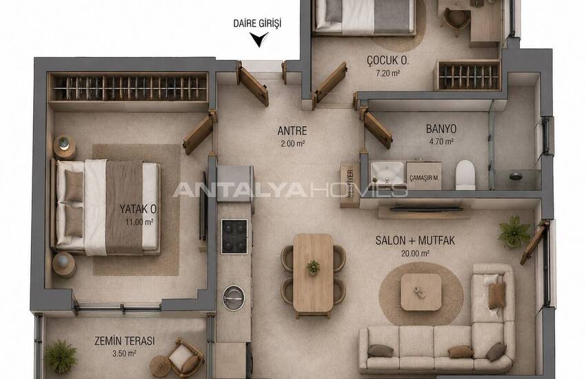 Modern Apartments with Underfloor Heating in Muratpaşa 15