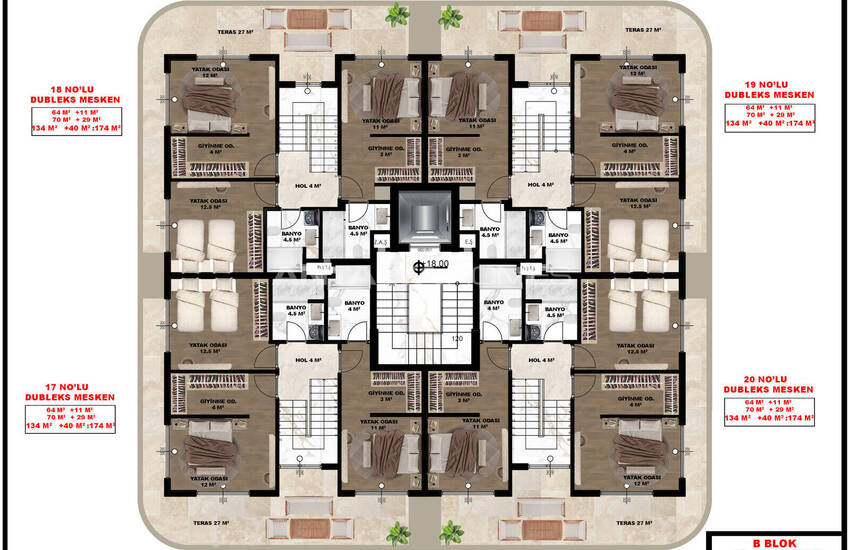 Apartments with Shared Pool Near the Beach in Alanya Center 24