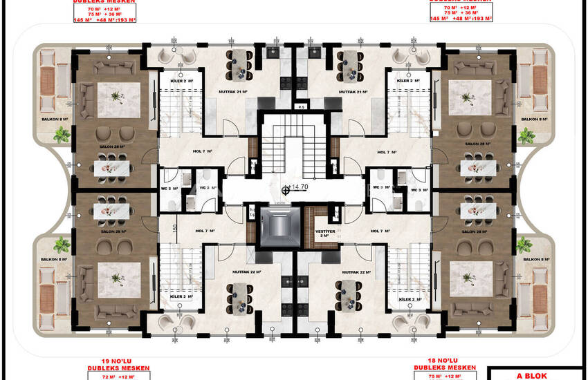 Apartments with Shared Pool Near the Beach in Alanya Center 26
