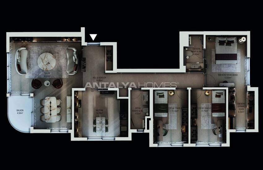 Middle Floor Apartments Near the Sea in Antalya Muratpasa 27