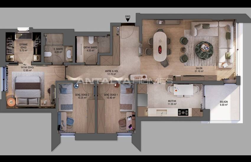 Stylish Middle Floor Apartments for Sale in Antalya Muratpasa 24