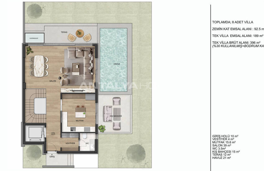 Detached Villas with Private Pool and Lift in Antalya Muratpasa 16