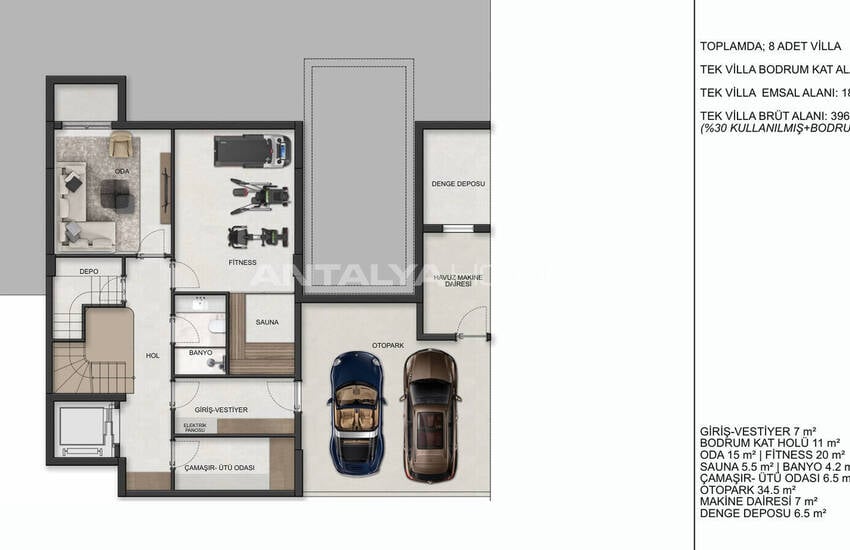 Detached Villas with Private Pool and Lift in Antalya Muratpasa 14