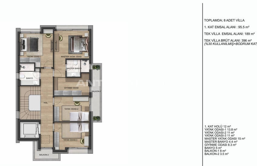 Detached Villas with Private Pool and Lift in Antalya Muratpasa 15