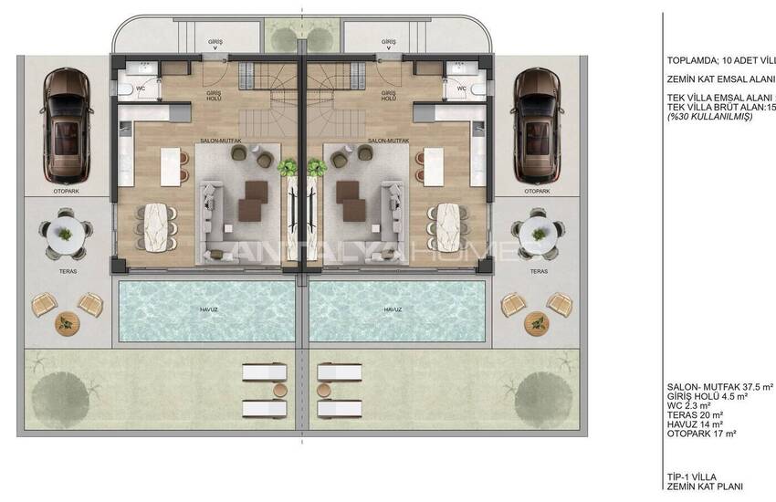 Semi-detached Villas with Pool in Antalya Muratpasa 12