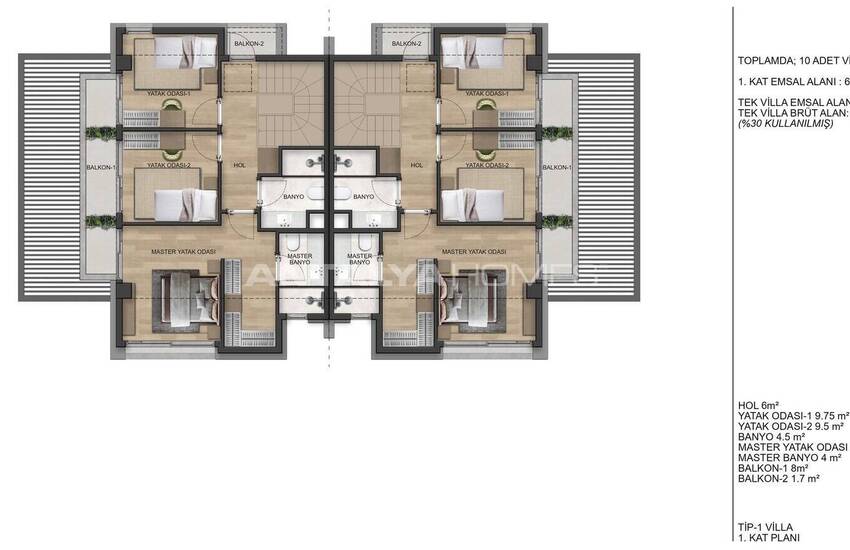 Semi-detached Villas with Pool in Antalya Muratpasa 13