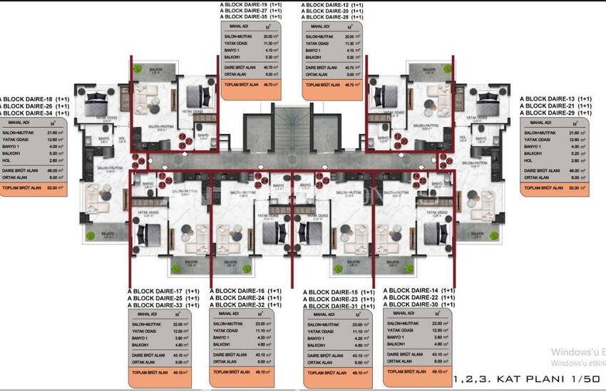 Middle Floor Apartments in a Complex in Alanya 18