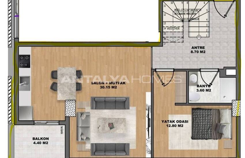 Modern Flats in a Prime Location in Antalya Muratpaşa 14