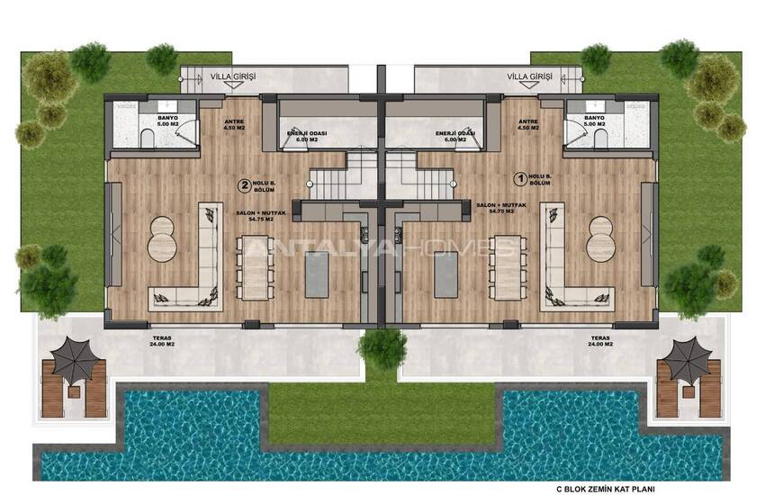 Natuur Uitzicht Villa's Met Gedeeld Zwembad In Döşemealtı Antalya 53