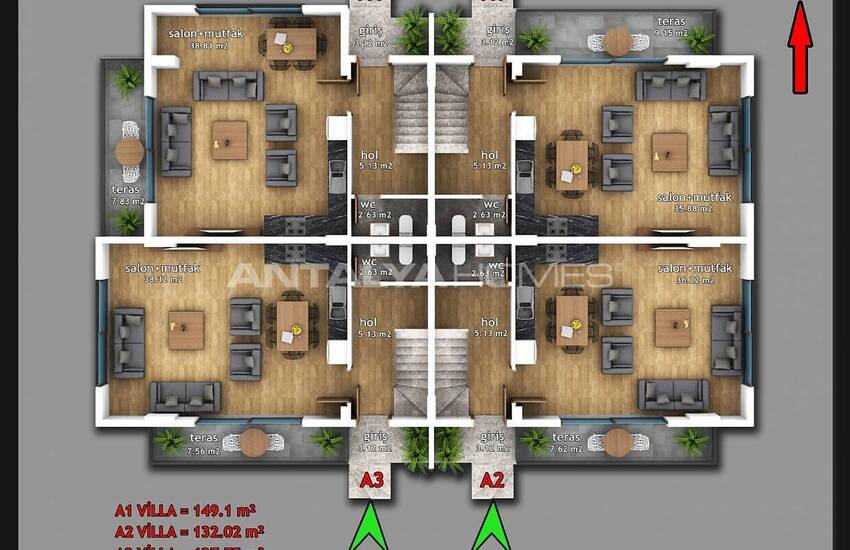 Fethiye'nin Merkezinde Bahçeli ve Modern Tasarımlı Villalar 59