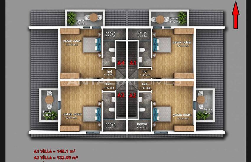 Fethiye'nin Merkezinde Bahçeli ve Modern Tasarımlı Villalar 61