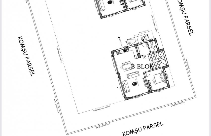 Modern Triplex Villas with Pool and Garden in Fethiye, Mugla 42