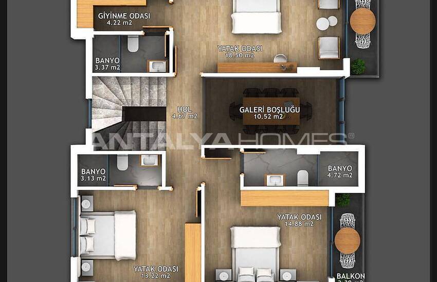 Stylishly Designed 4+1 Villas with Mountain View in Fethiye 29