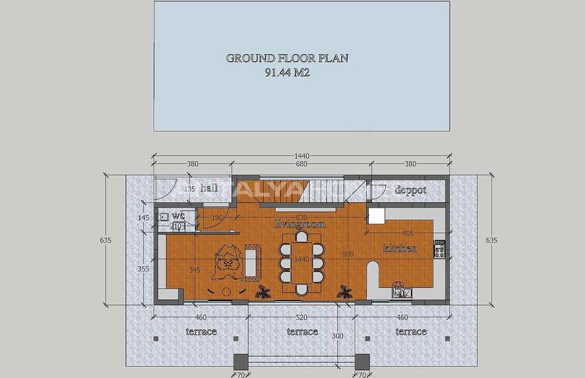 Mountain View Triplex Villa with Spacious Design in Fethiye 5