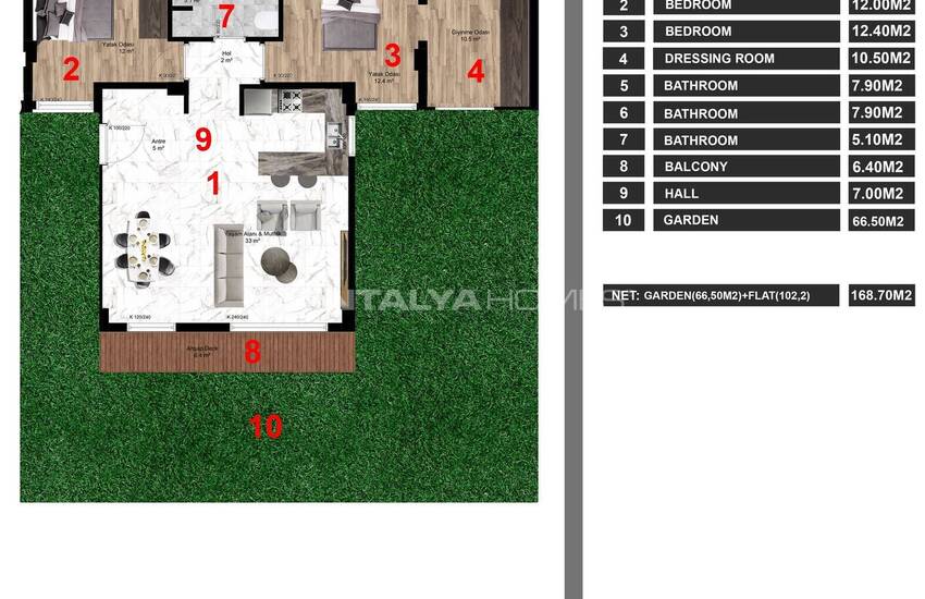 Квартиры в Проекте с Частными Бассейнами в Бодруме, Мугла 36