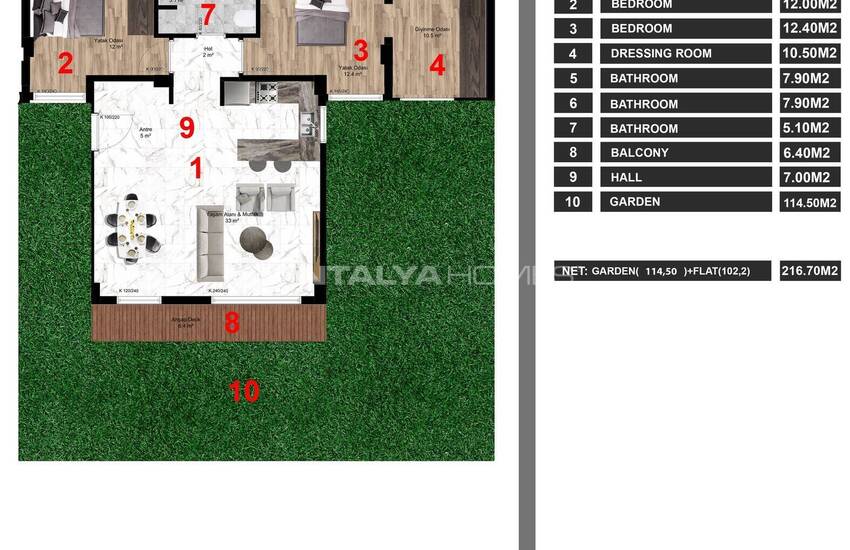 Квартиры в Проекте с Частными Бассейнами в Бодруме, Мугла 35