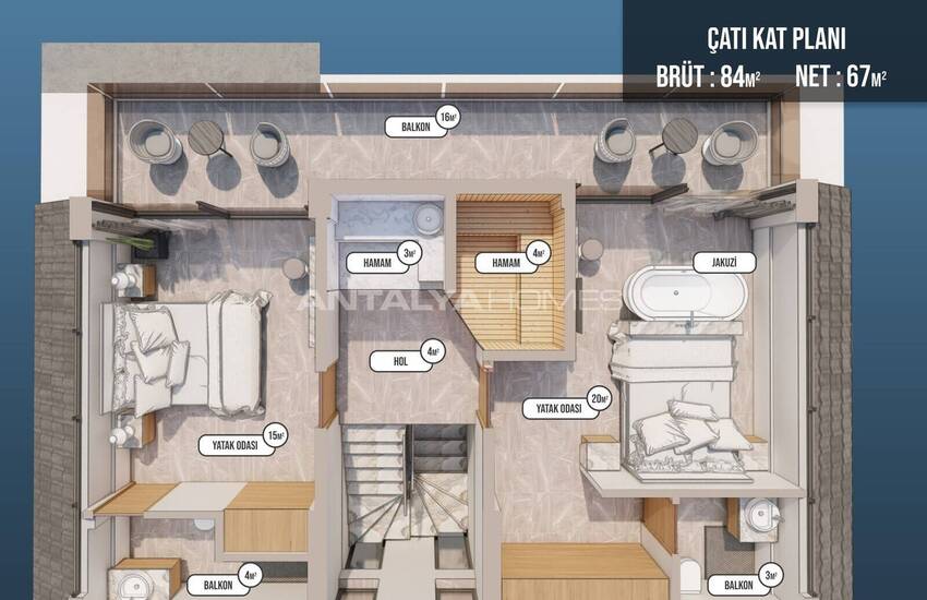 Вилла 5+1 с Бассейном, Джакузи и Сауной в Фетхие, Турция 10