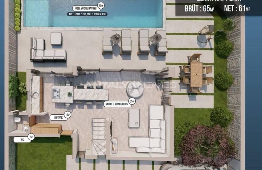 Вилла 5+1 с Бассейном, Джакузи и Сауной в Фетхие, Турция 11