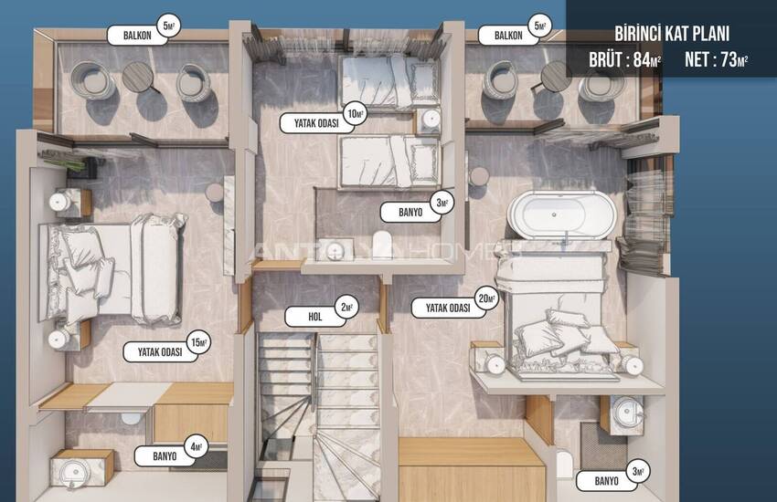 Вилла 5+1 с Бассейном, Джакузи и Сауной в Фетхие, Турция 9