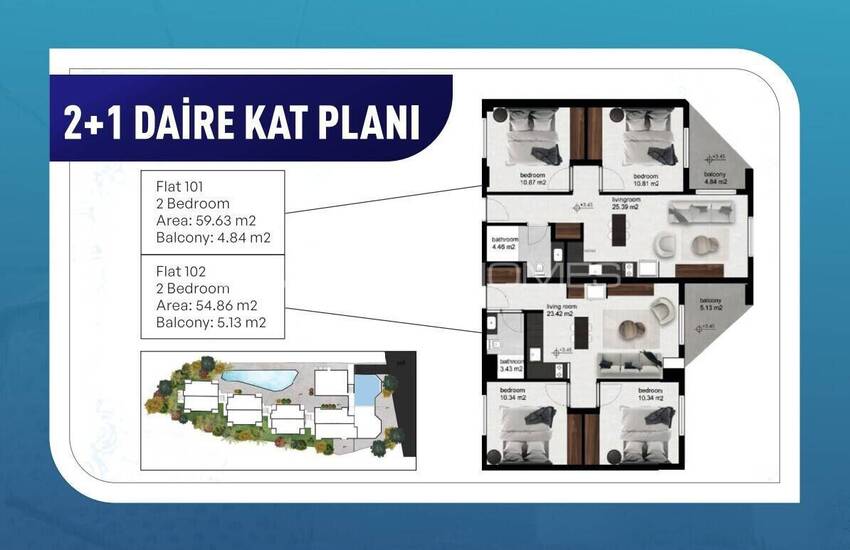Bodrum Gümbet Havuzlu Site İçinde Daireler 36
