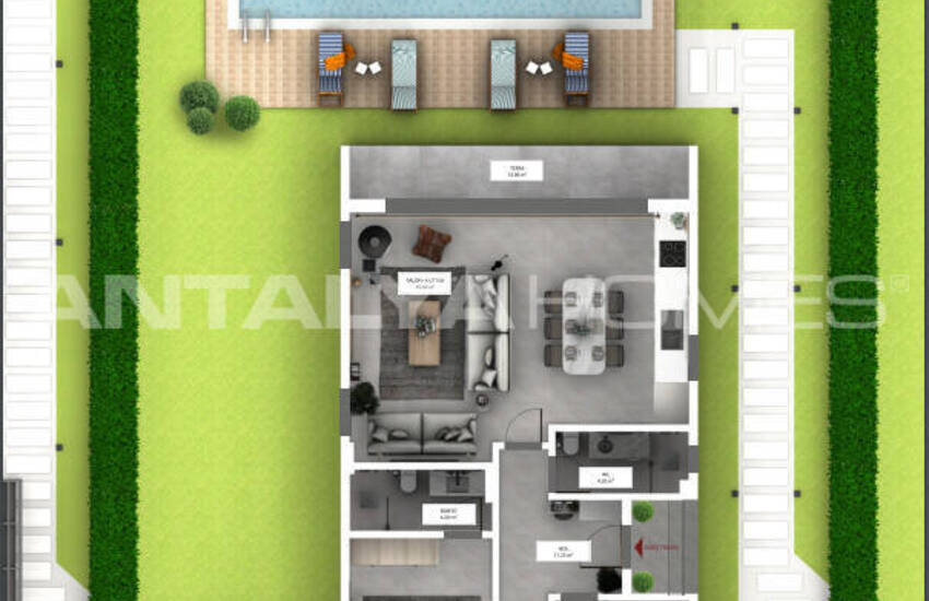 Fristående Hus Med 3 Sovrum Och Pool I Mugla Seydikemer 49