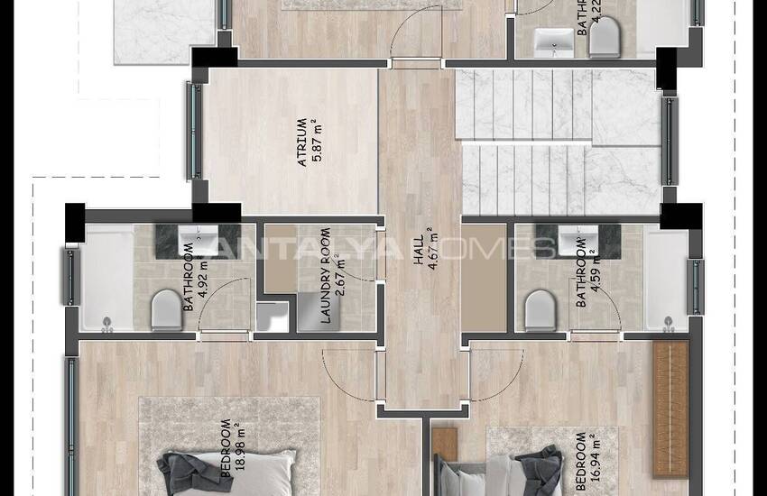 Muğla Fethiye'de Güvenlikli Site İçinde Havuzlu Lüks Evler 31