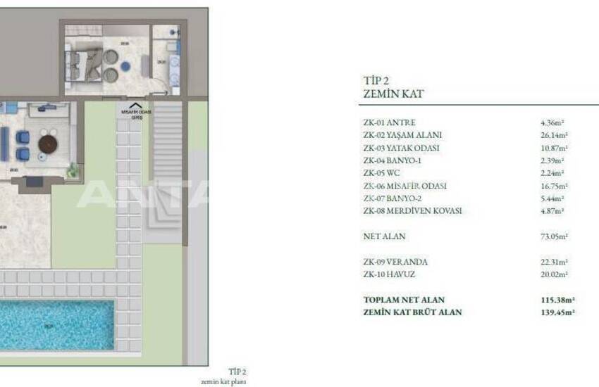 Bodrum Torba'da Özel Havuzlu 3+1 ve 4+1 Villalar 17
