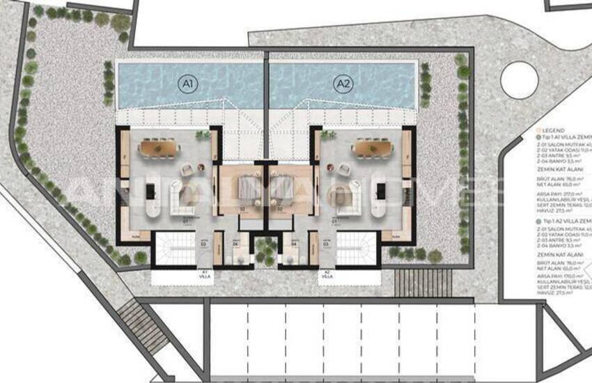 Bodrum Gümüşlük'te Geniş ve Aydınlık Havuzlu Villalar 17