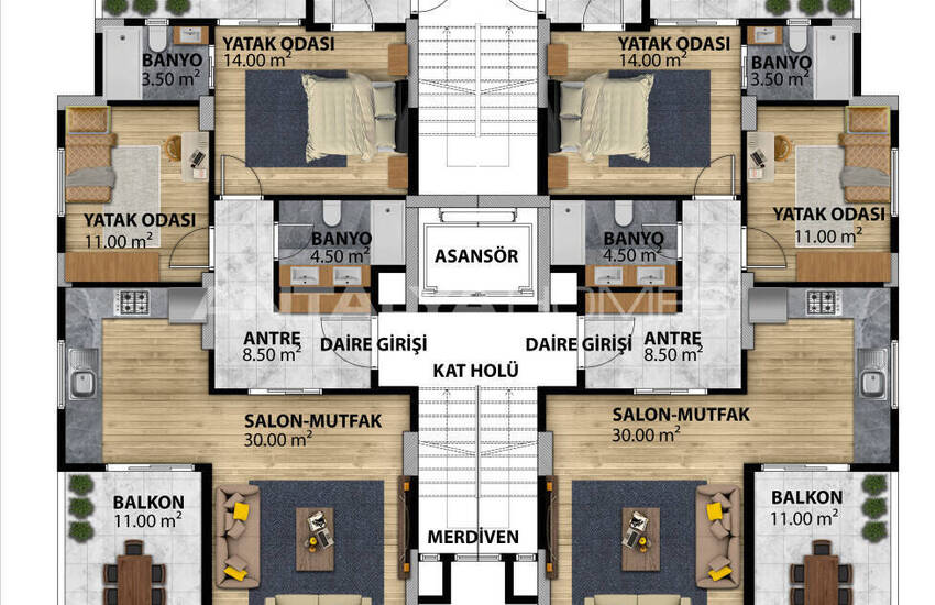 آپارتمان های سرمایه گذاری با چشم انداز باشکوه در مرسین ینی شهیر 26