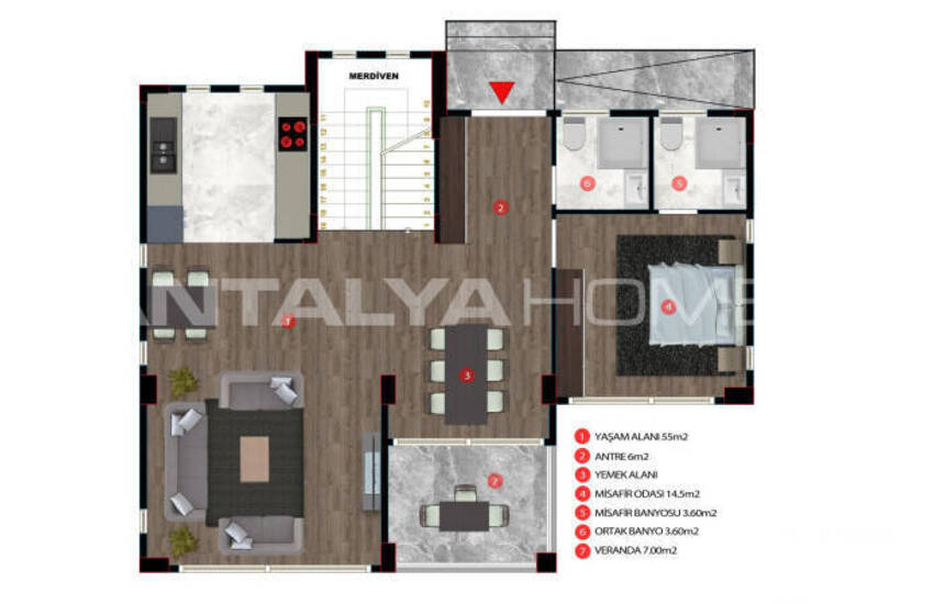 منازل دوبلكس مع حدائق للبيع في إردملي، مرسين 14