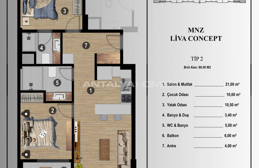 شقق على بُعد 200 متر من البحر في مرسين إردملي 15
