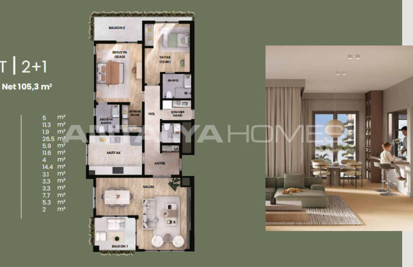 Совершенно новые апартаменты в престижном жилом комплексе в Мерсине 25