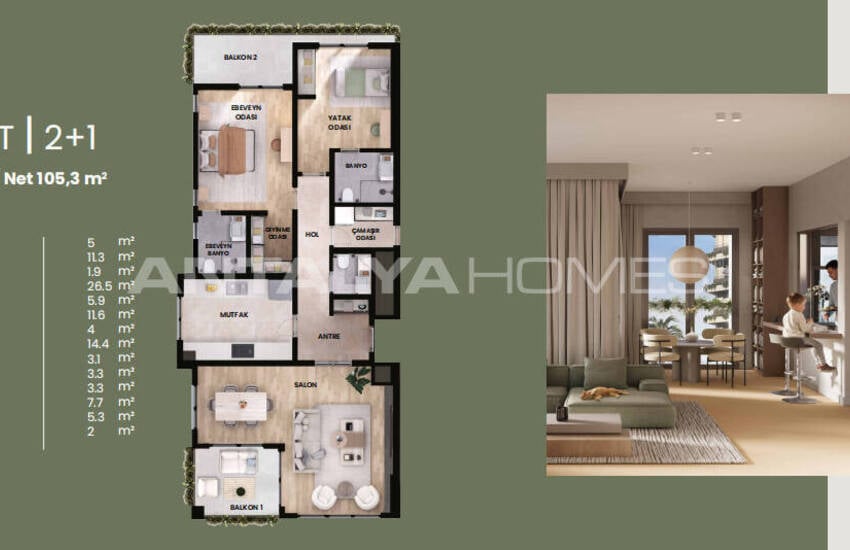 Brand New Apartments with Communal Pool in Mersin 25