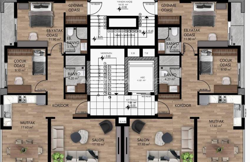 Modern Flats with Communal Garden in Mersin 20