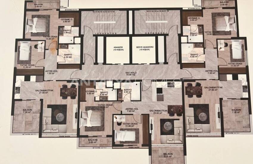 Apartments in Well-equipped Complex in Mersin Mezitli 39