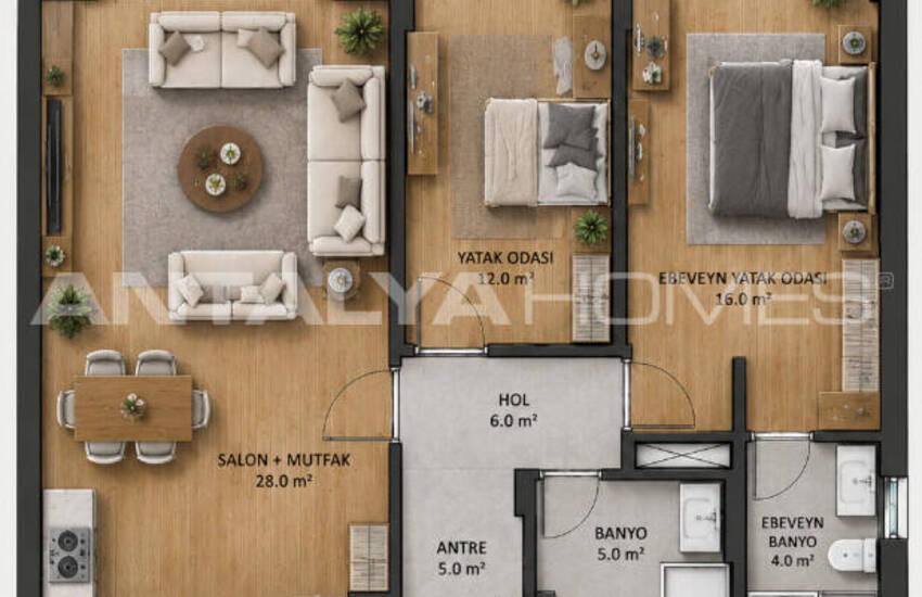2-bedroom Apartments with Garden in Mersin Yenisehir 19