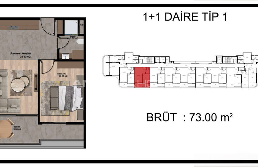 Квартиры с Видом на Город и Море в Мерсине, Томюк 29