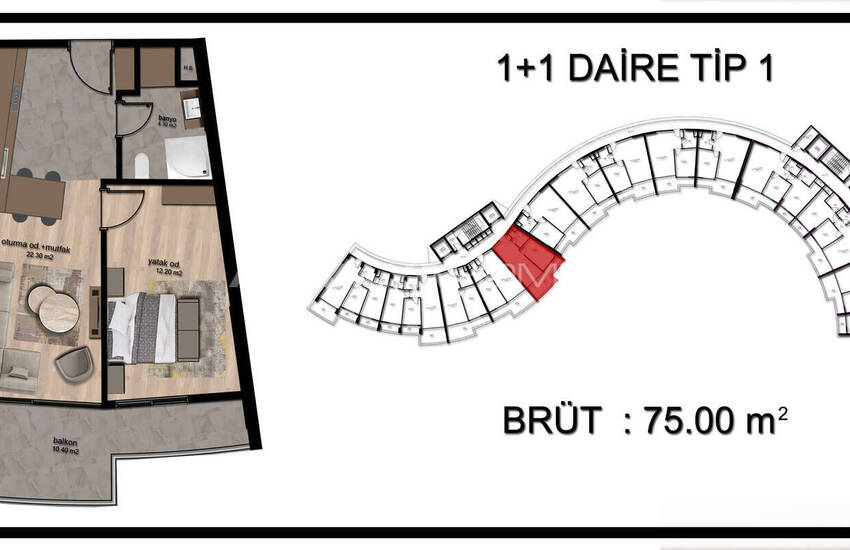 Квартиры с Видом на Город и Море в Мерсине, Томюк 28