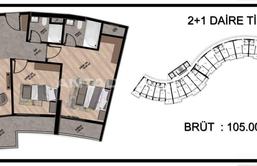 Квартиры с Видом на Город и Море в Мерсине, Томюк 36