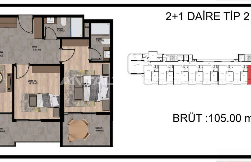 Квартиры с Видом на Город и Море в Мерсине, Томюк 31