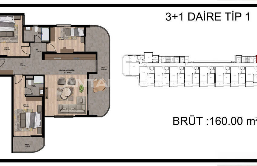 Квартиры с Видом на Город и Море в Мерсине, Томюк 35