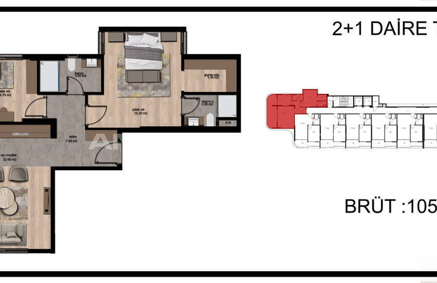 Квартиры с Видом на Город и Море в Мерсине, Томюк 30