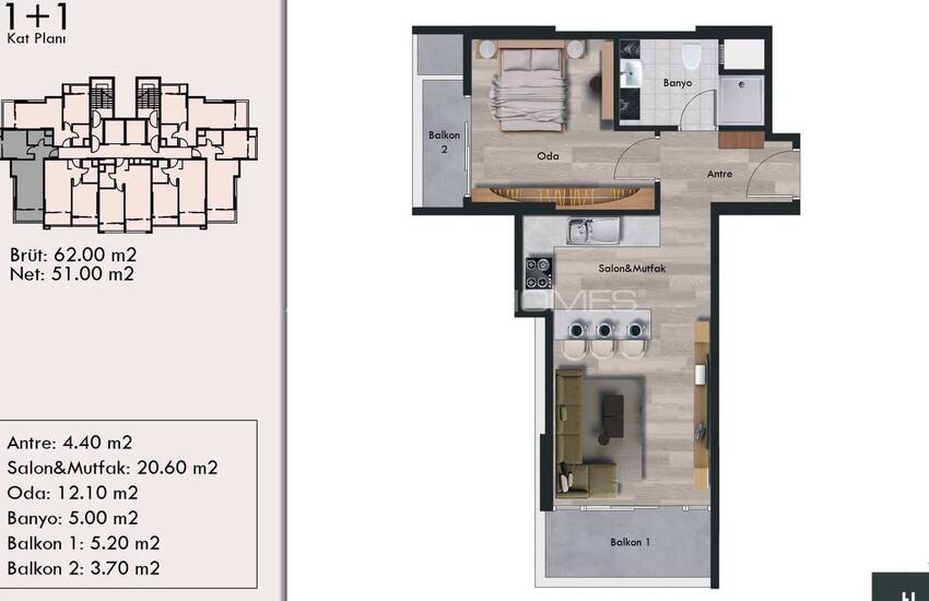 1-bedroom Modern Flats Close to the University in Mersin 18