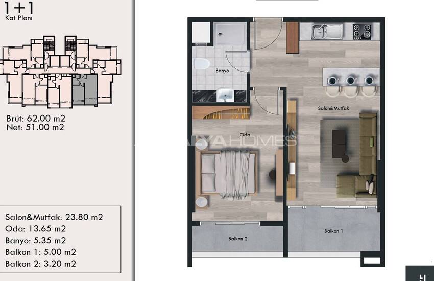 1-bedroom Modern Flats Close to the University in Mersin 19
