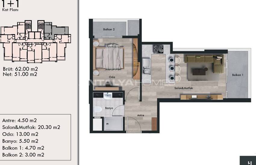 1-bedroom Modern Flats Close to the University in Mersin 20