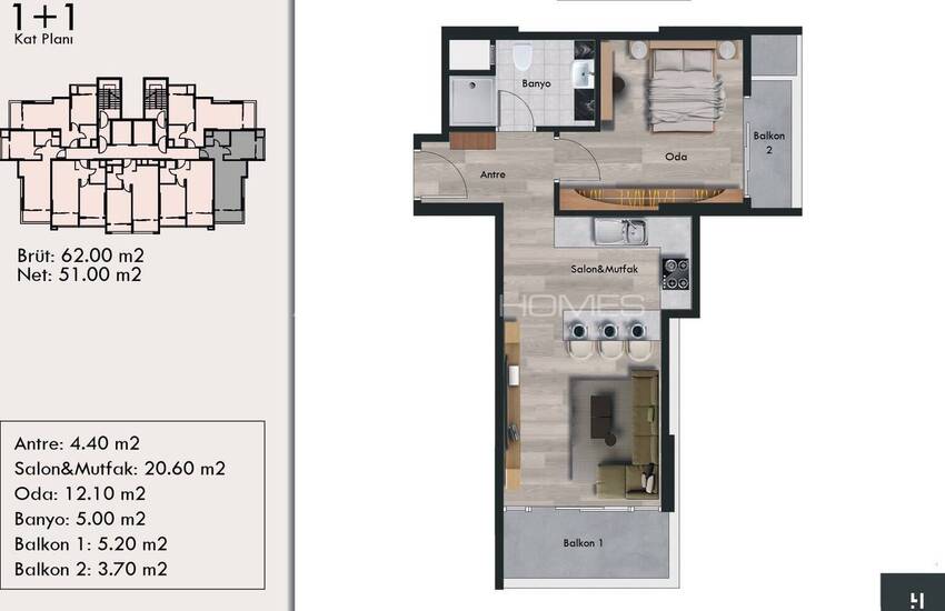 1-bedroom Modern Flats Close to the University in Mersin 21