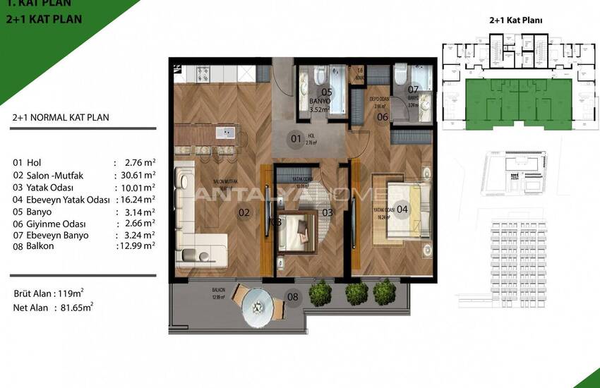 Mersin Mezitli'de Plaja Yürüme Mesafesinde Daireler 61