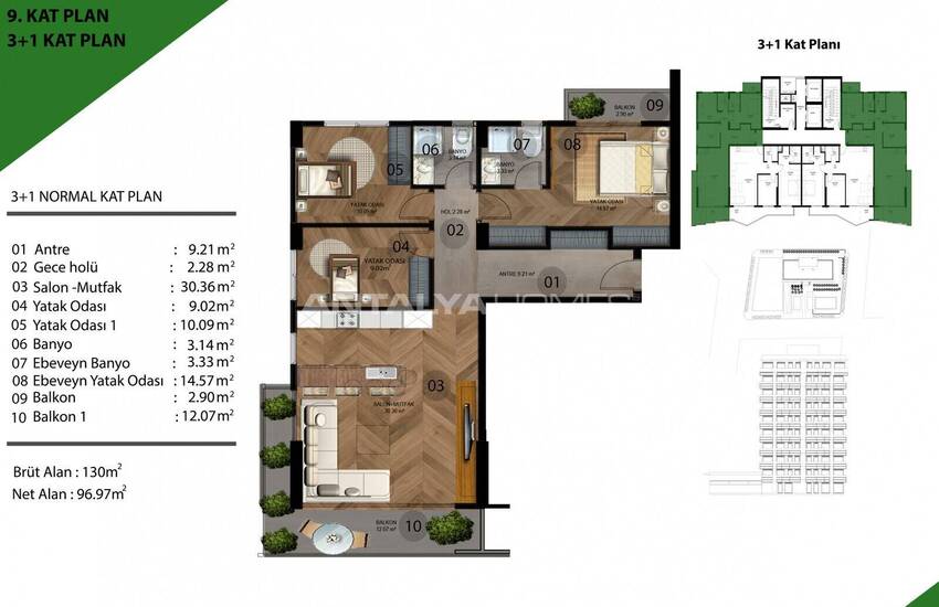 Mersin Mezitli'de Plaja Yürüme Mesafesinde Daireler 66
