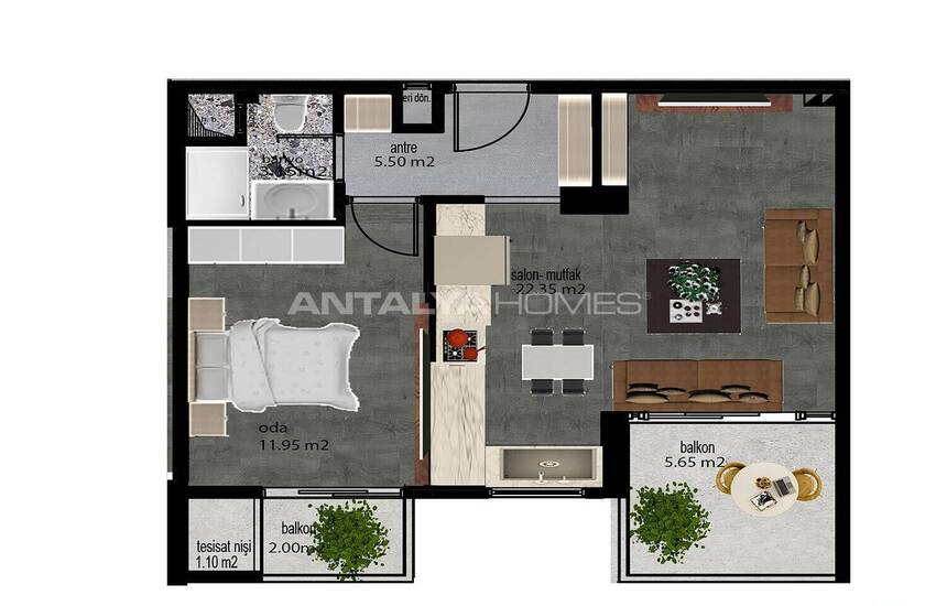 Appartements Près Des Transports Publics À Mersin Mezitli 35